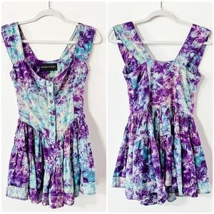 Vanessa Mooney The Elisabeth Romper Dress Aquamarine Purple Blue Size Small